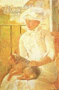 Mary Cassatt Woman with Dog  ghgh oil on canvas